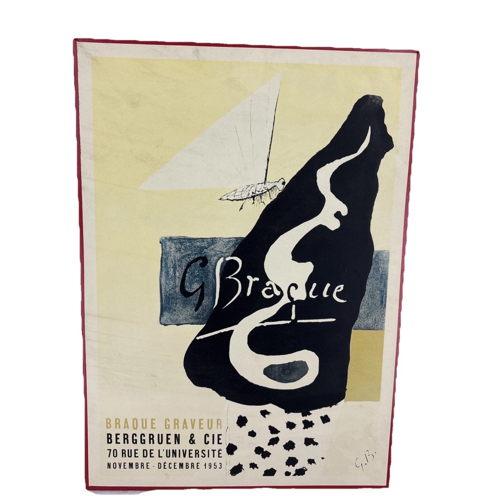 1959 Georges Braque Original Lithograph Poster Mourlot Plate-Signed Framed 28x20